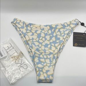 Skatie Kelly Light Blue and Cream Nantucket Leaf Bikini Bottom